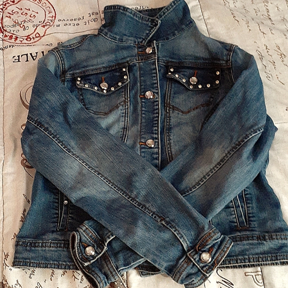 Earl jeans bedazzled jean jacket